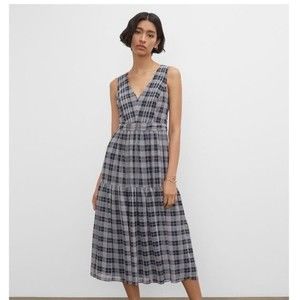 NWT CLUB MONACO | Crossback Plaid Multi Color Midi Dress 4